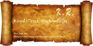 Kovácsi Radován névjegykártya